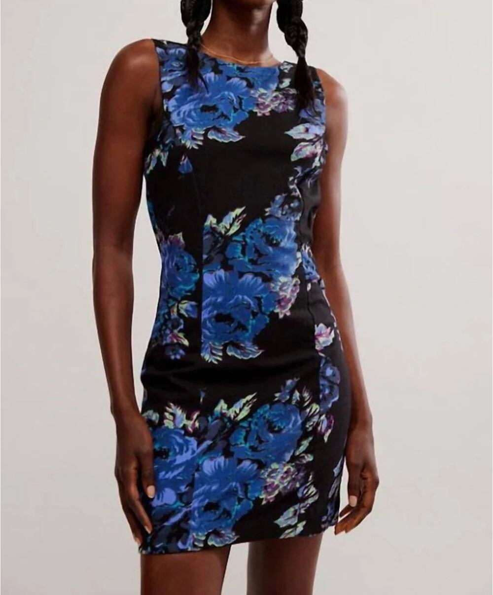 NwT Free People Mayberry Mini Dress in Black Combo Floral Size S